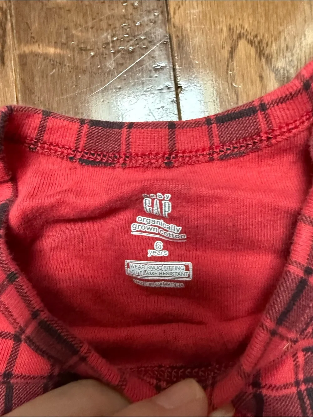 GAP Red and Black Plaid Kids Pajama Set unisex size 6 organic cotton